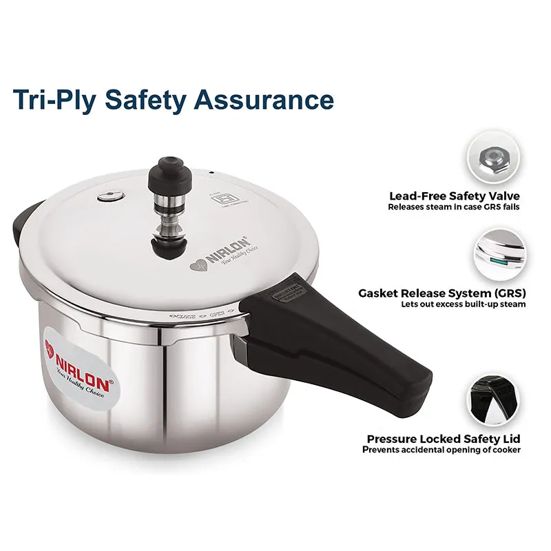 Nirlon Silver Pressure Cooker - 3000 mL/ 8 Inches media 5