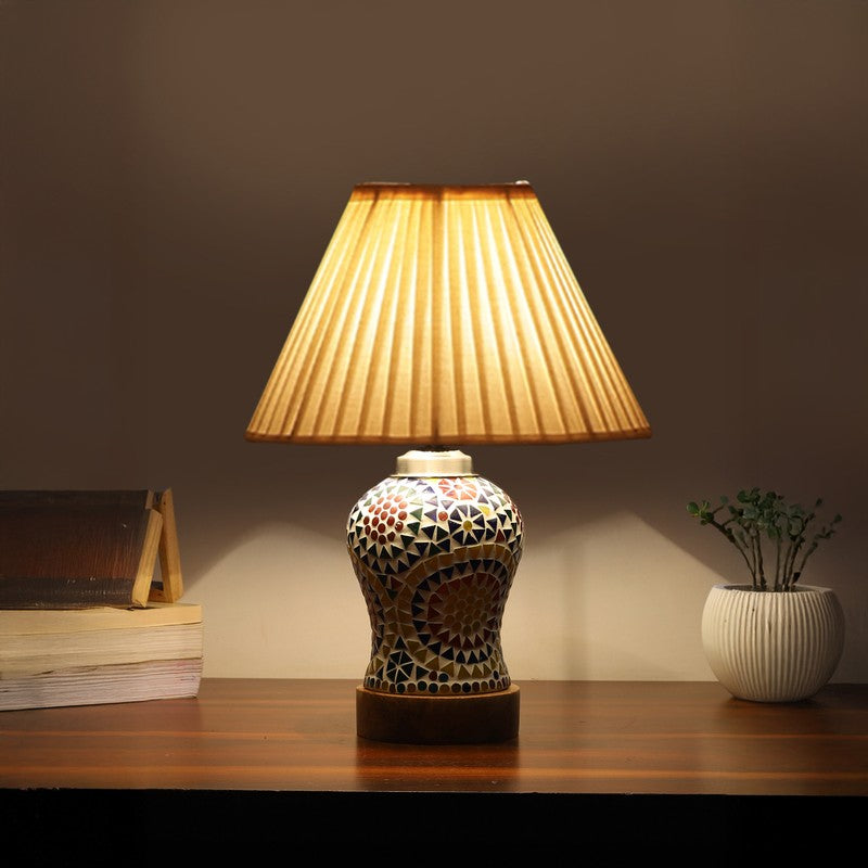 Aurenique Pleatra Wooden Table Lamp - Multicolor
