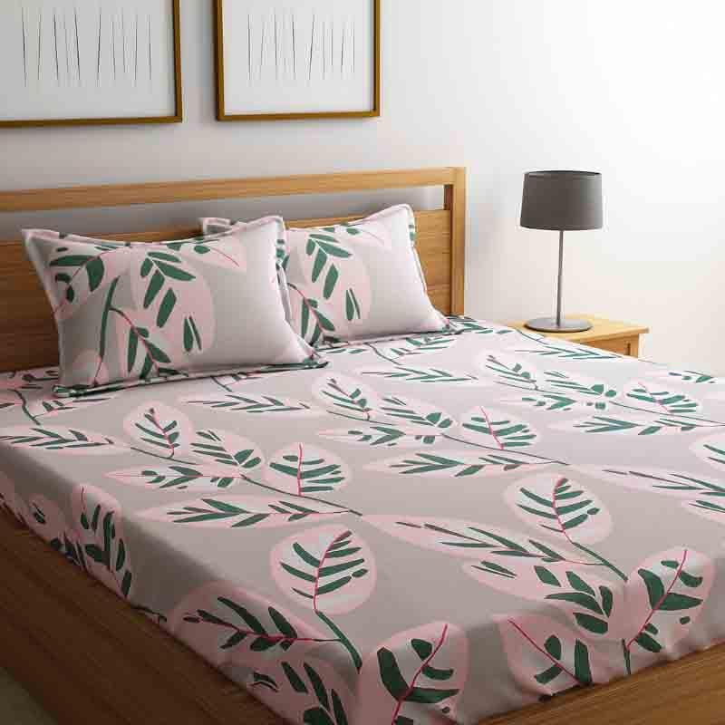 Painterly Leaves Cotton Bedsheet - 210 TC media 3