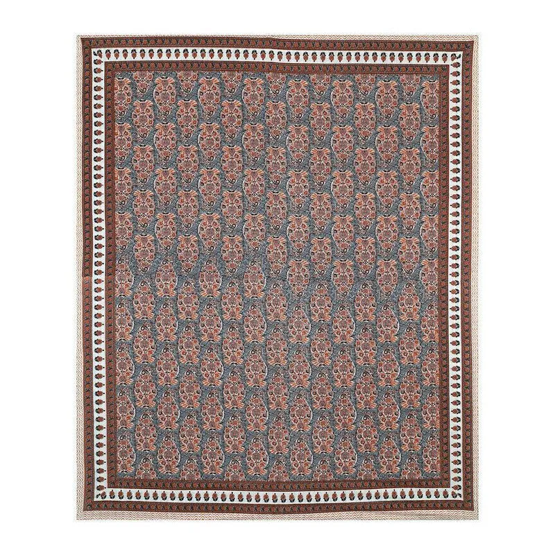 Floray Cotton Bedsheet (Blue,Brown) - 240 TC media 5