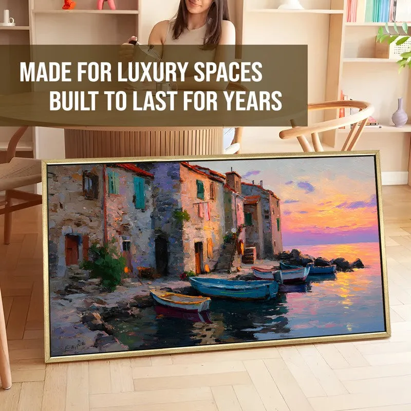 Boats at Dusk Canvas Wall Painting With Frame media 5