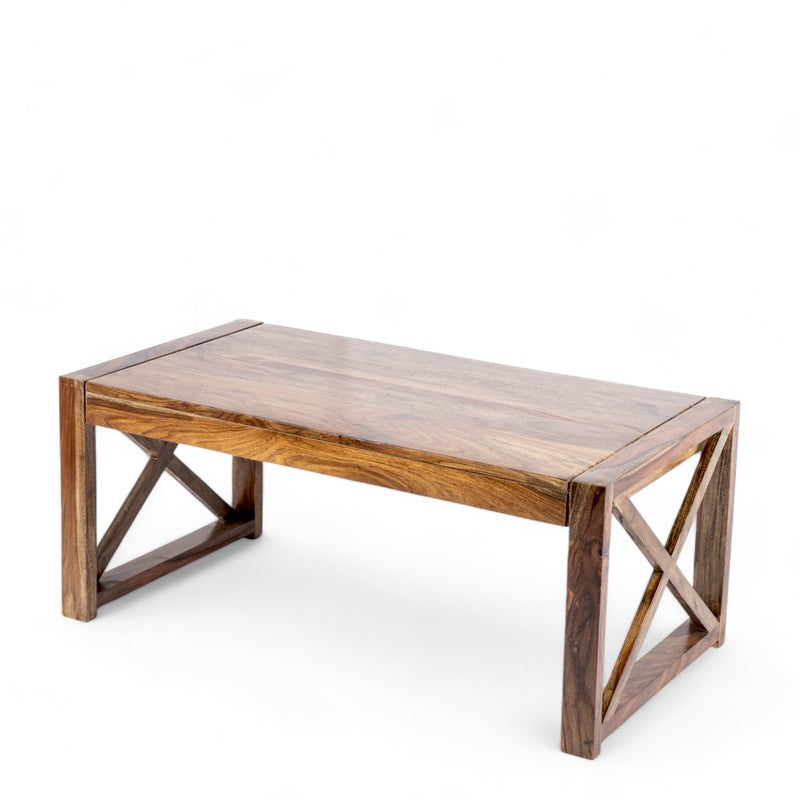 Zavro Sheesham Wooden Center Table - Brown media 3