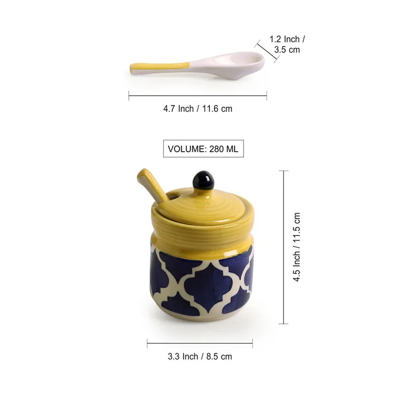 Moroccan Mile Handpainted Ceramic Jar (280 ML) - Four Piece Set media 8