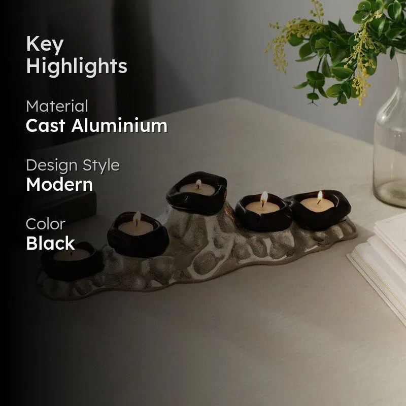 Modern Floral Candle Holder - Black media 2