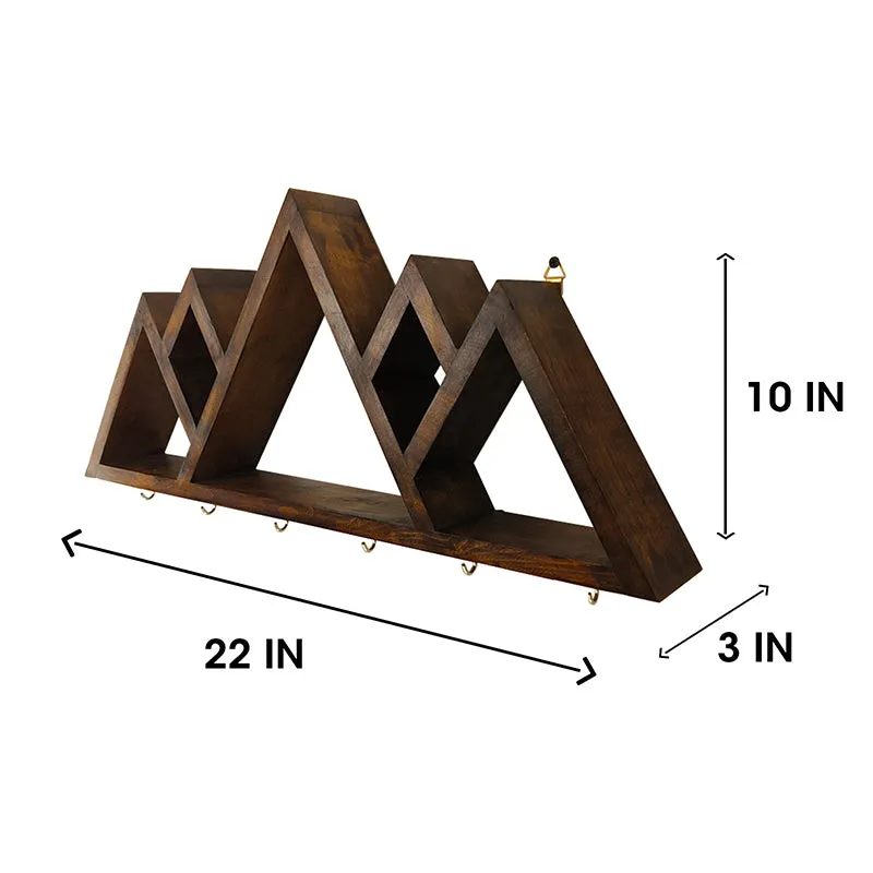 Parvata Wooden Wall Shelf Organiser with Key Holders media 6