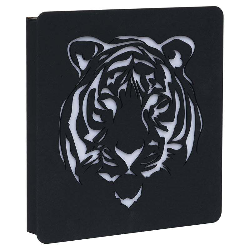 Tiger Face LED Wooden Wall Lamp media 3