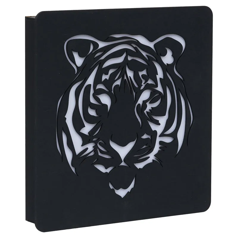 Tiger Face LED Wooden Wall Lamp media 3