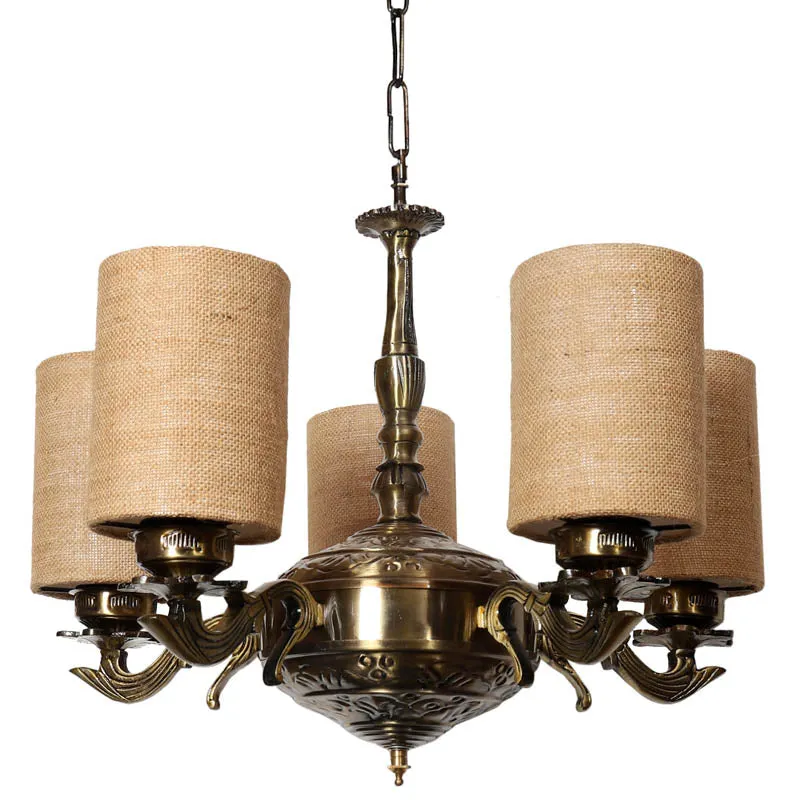 Baroque Cylindrical Golden Antique Ceiling Lamp media 4