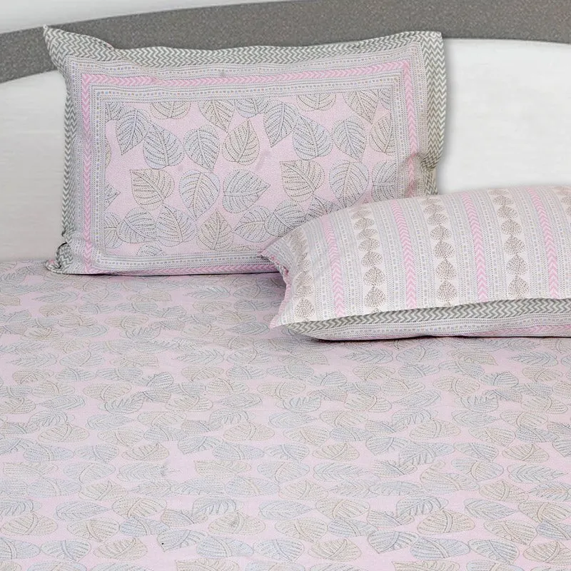 Nistara Floral Cotton Bedsheet (Pink) - 144 TC media 4