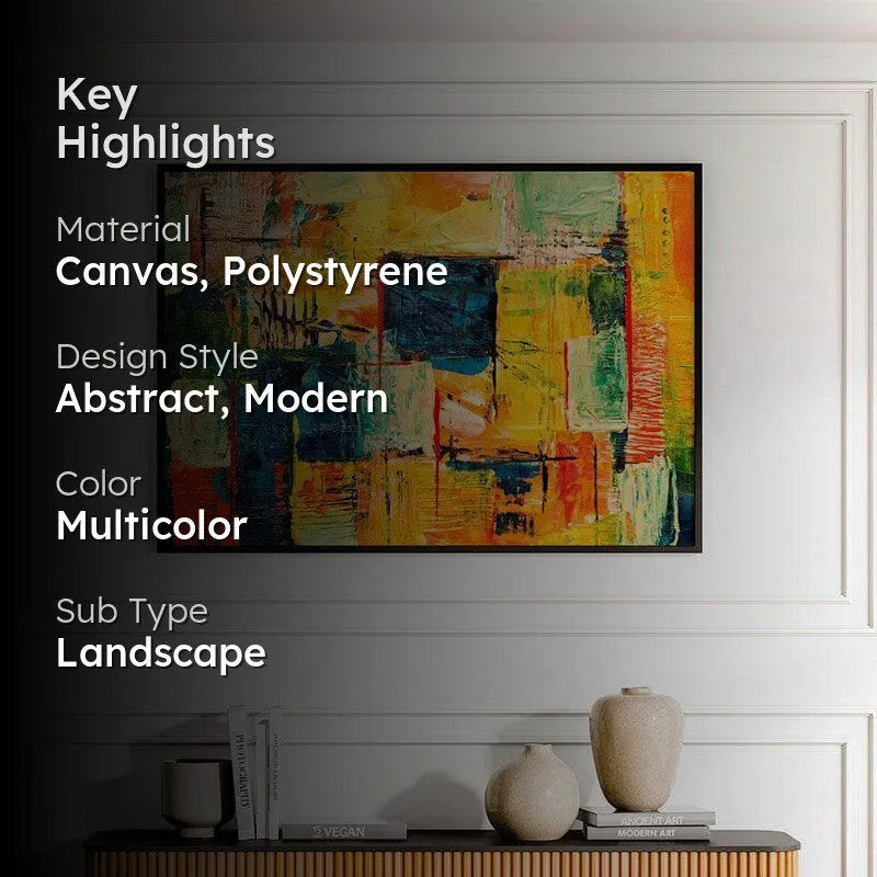 Multi-colored Abstract Canvas Wall Art - Black Frame media 2