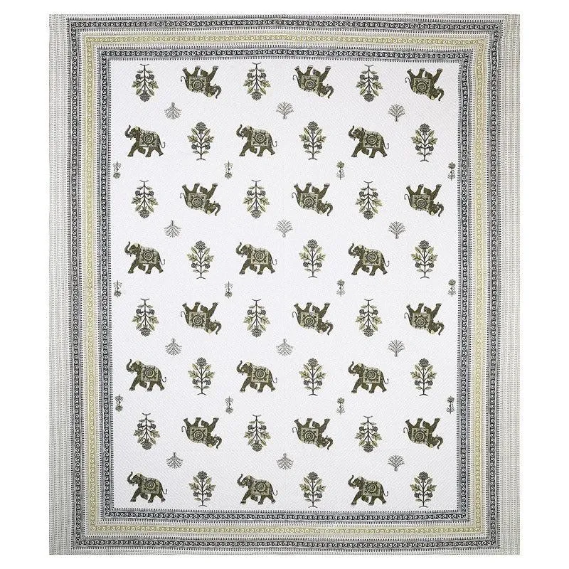Gajesara Ethnic Cotton Bedsheet (Olive Green) - 160 TC media 3