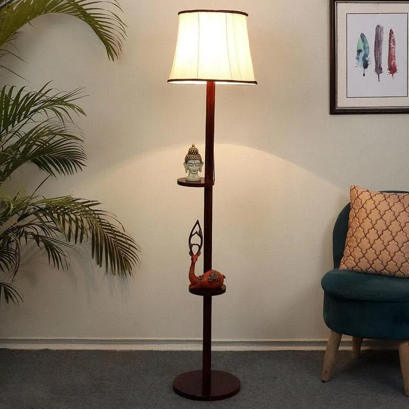 Lark Grace Floor Lamp With Shelf - White & Black media 1