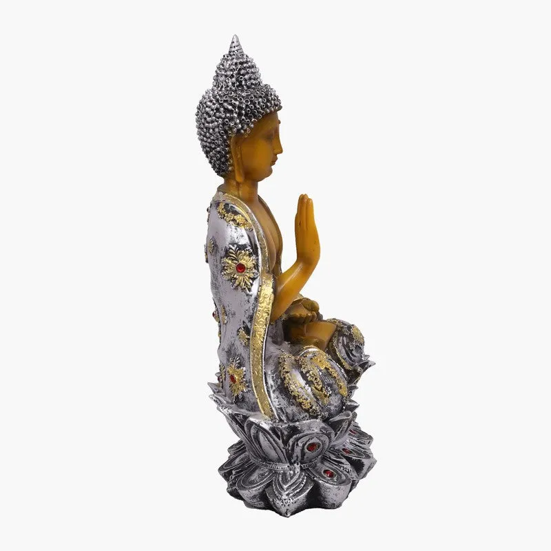 Solace Buddha Polyresin Idol (12 inches) - Silver media 4