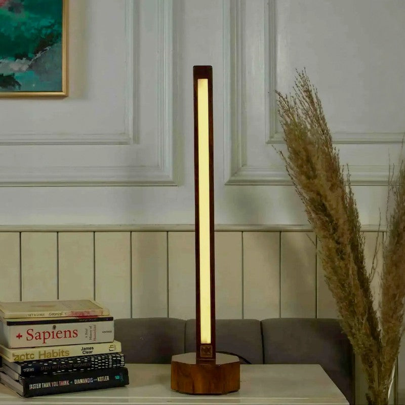 Slim Vertical Rose Wood LED Wooden Floor Lamp media 5