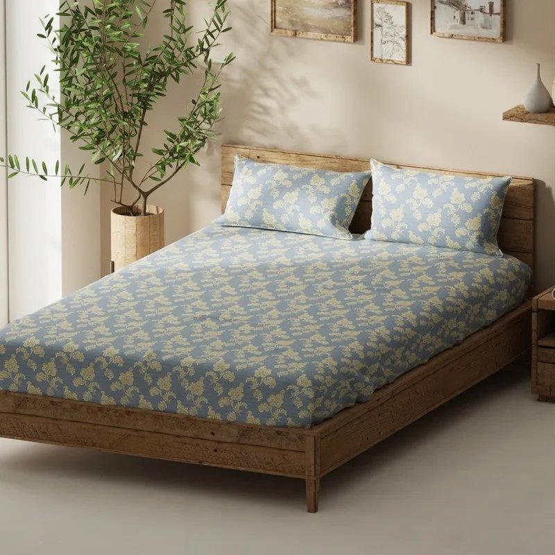 Lorven Fitted Bedsheet (Blue) - 115 GSM media 1