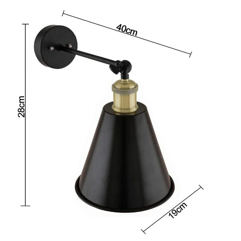 Harpo Cone Metal Wall Lamp - Black,Silver media 6