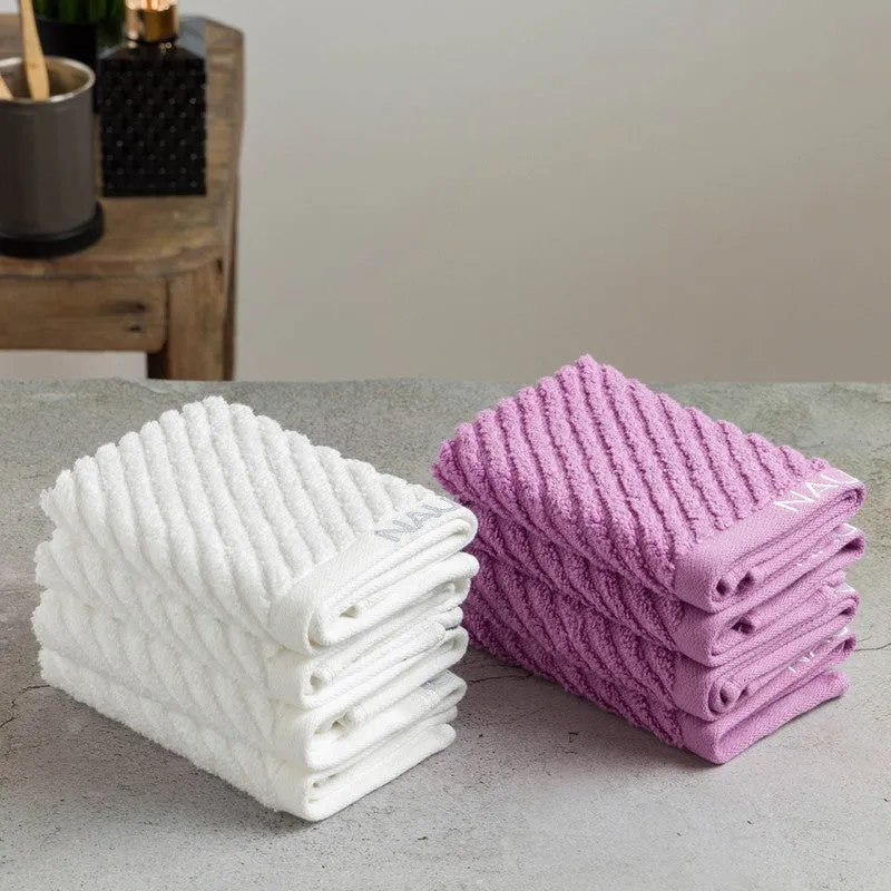 Nautica Riviera Soft Cotton Hand & Face Towel (White & Lilac) - Set Of Eight media 1