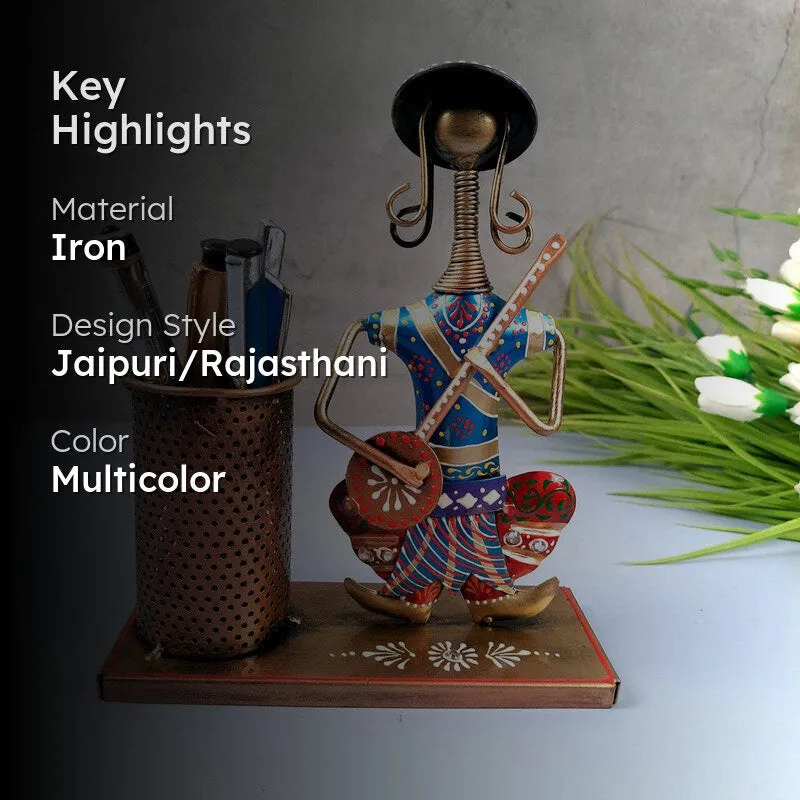 Rajasthani Musician Iron Stationery Holder media 2