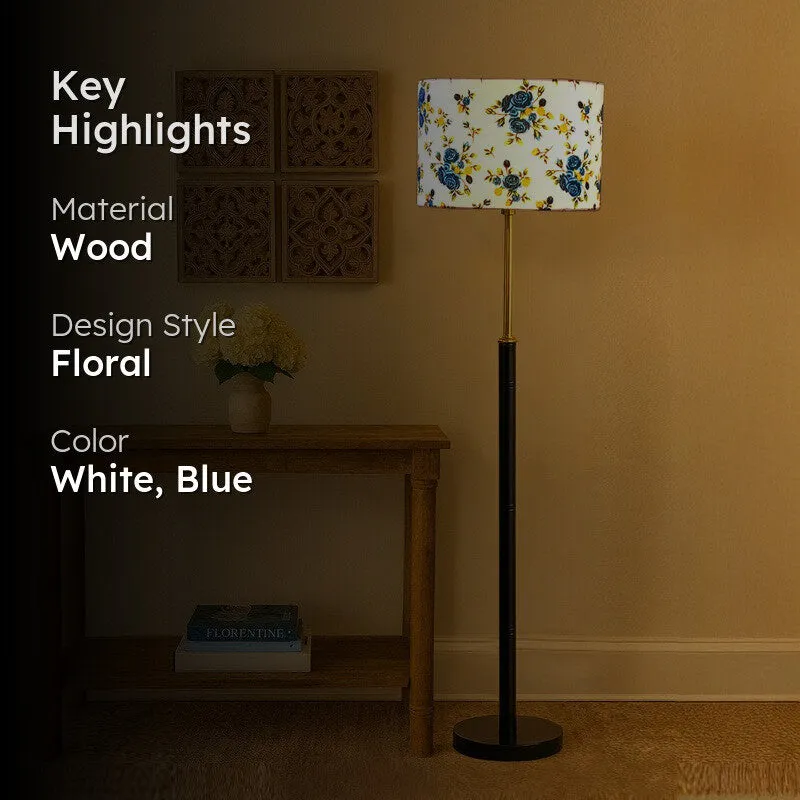 Retro Shine Wooden Floor Lamp - Blue media 2