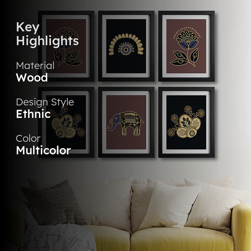 Ethnic Naturale Wall Art With Frame - Set Of Six media 2