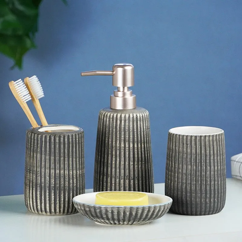 UrbanRinse Ceramic Bathroom Set - Four Piece Set media 3
