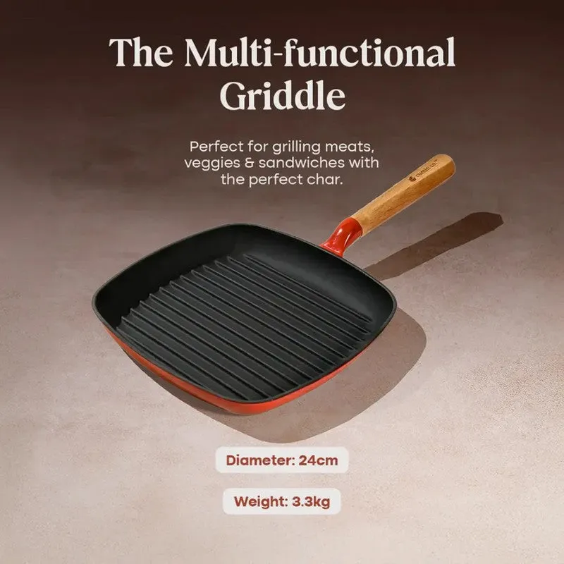 Cumin Co Enamel Cast Iron Grill Pan - Rust media 9