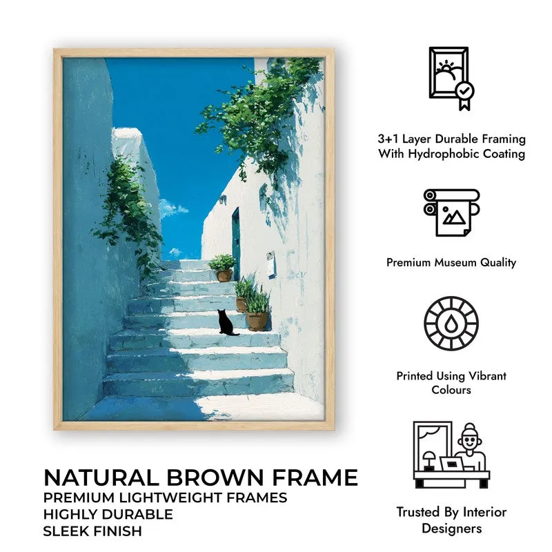 European Alley Canvas Wall Painting - Brown Frame media 10