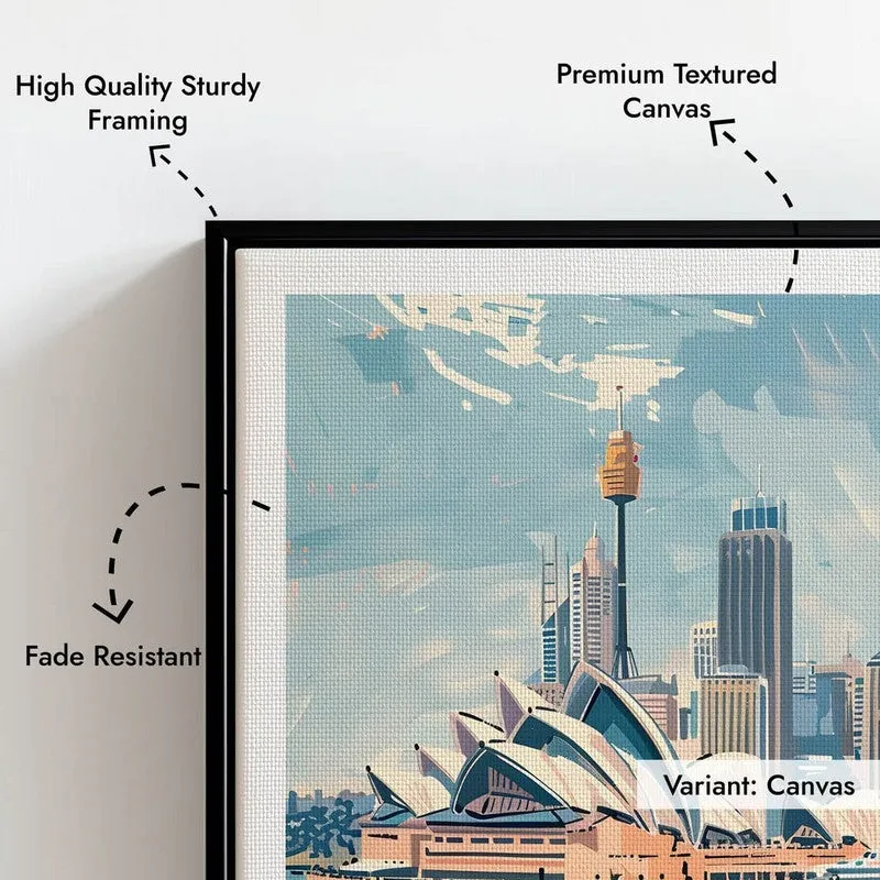 Vintage Sydney Framed Canvas Wall Painting media 7