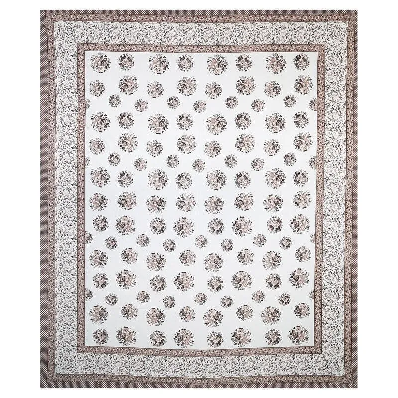 Bhuja Floral Cotton Bedsheet (Brown,Grey) - 144 TC media 5