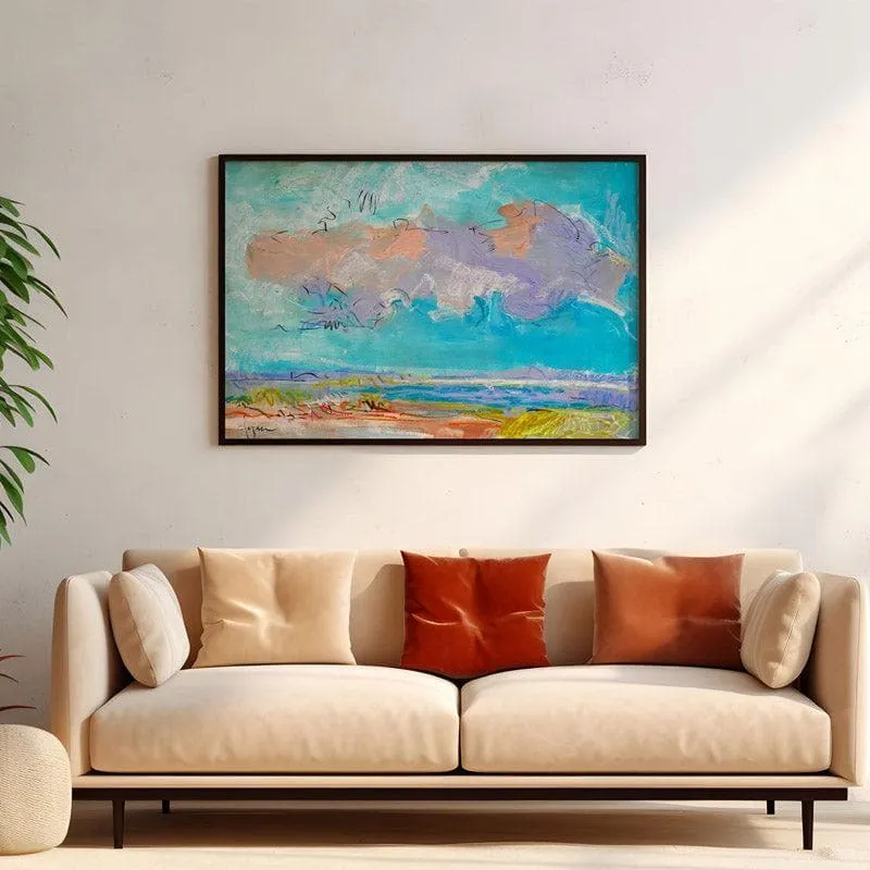 Blue Morning Canvas Wall Painting - Black Frame media 4