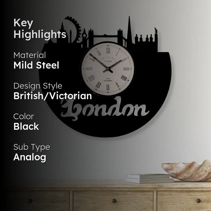 London City Steel Analog Wall Clock - Black media 2