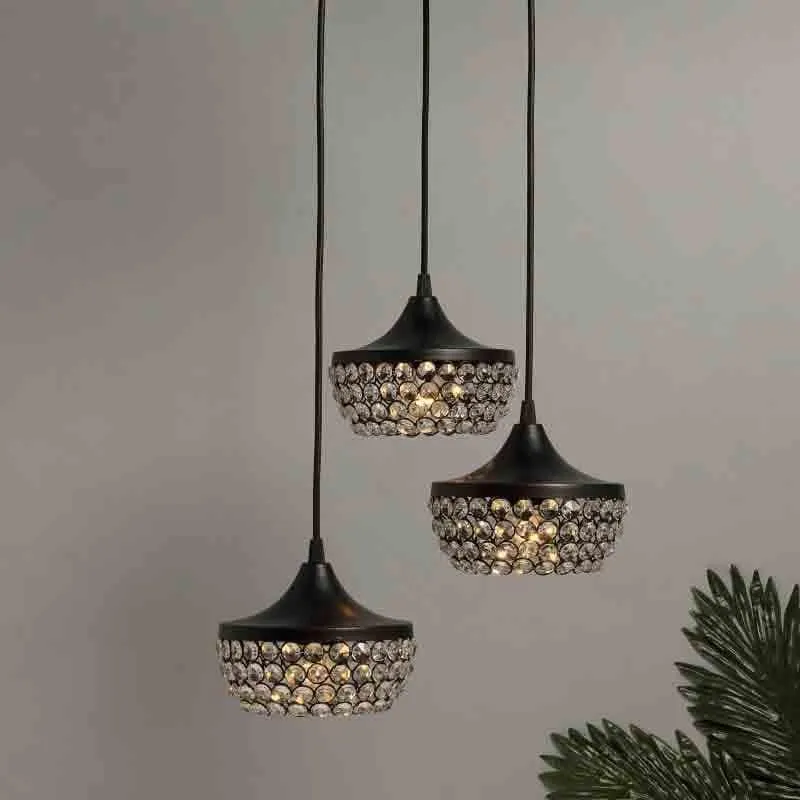 Crystal Crown Metal Clustered Ceiling Lamp media 3
