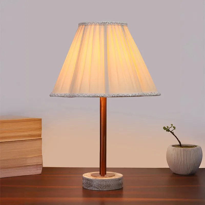 Pleatra Rodin Wooden Table Lamp - White,Copper media 2