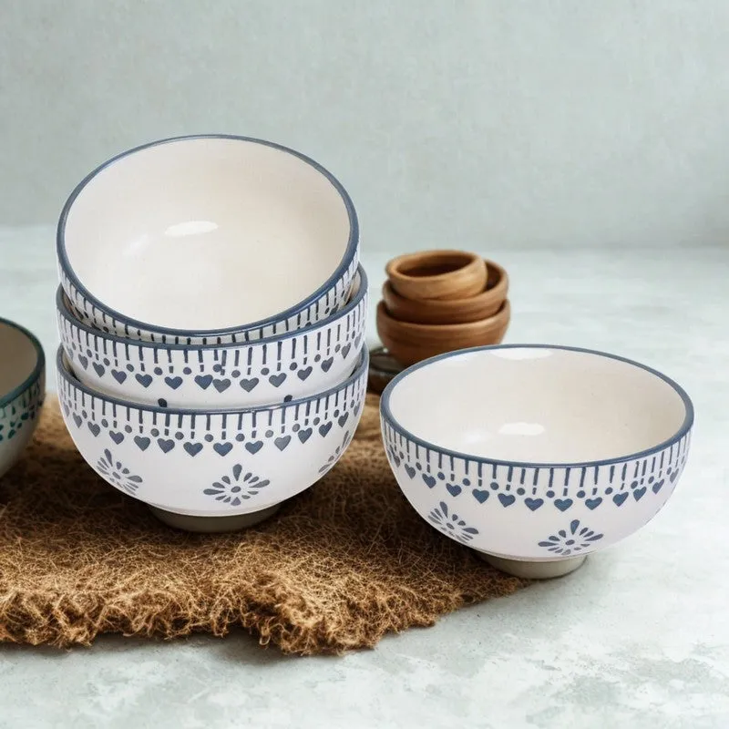 TableTreat Ceramic Snack Bowls (Blue,White, 200 mL Each) - Set Of Four media 3