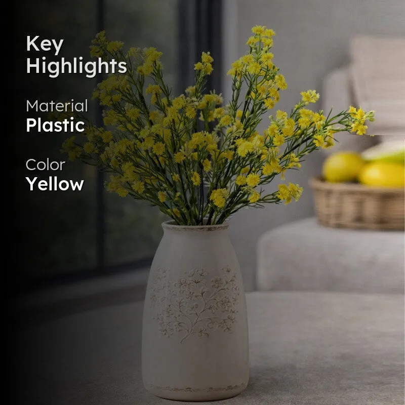 Aurevine Artificial Silk Faux Flowers With Pot (Yellow,1.16 feet) - Set Of Two media 2