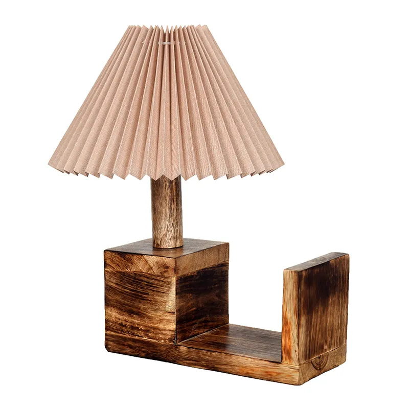 Sentry Pleated Fabric Table Lamp - Peach,Brown media 5