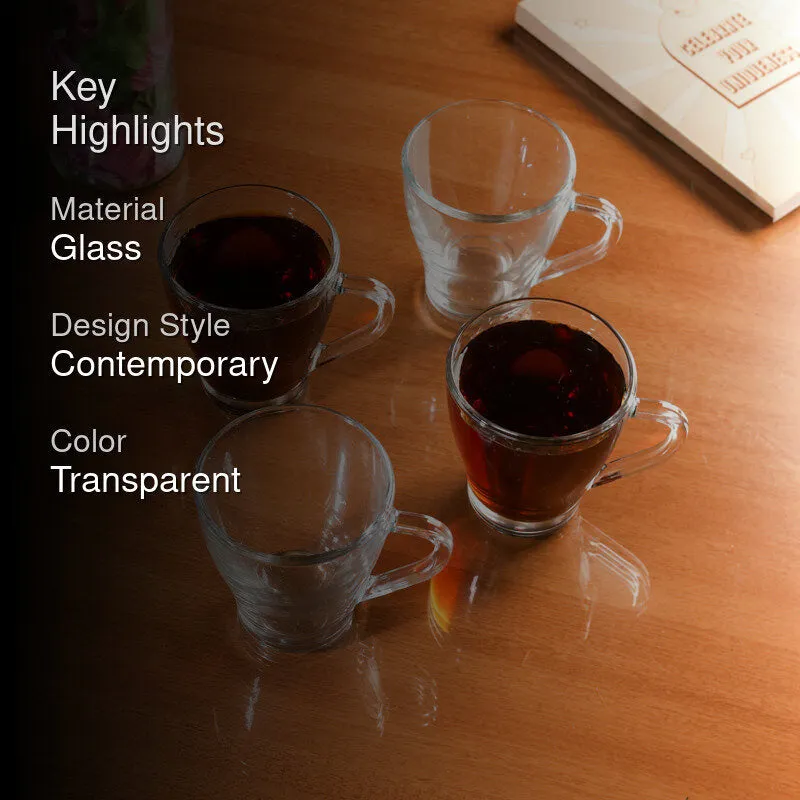 Luneth Glass Tea Cup (255 mL Each) - Set Of Four media 2