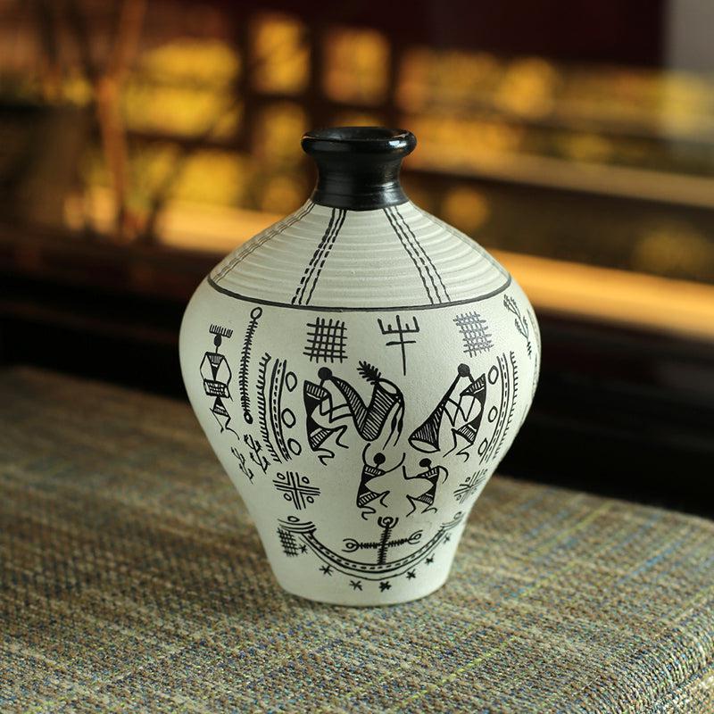 Madhuvan Handpainted Vase - White