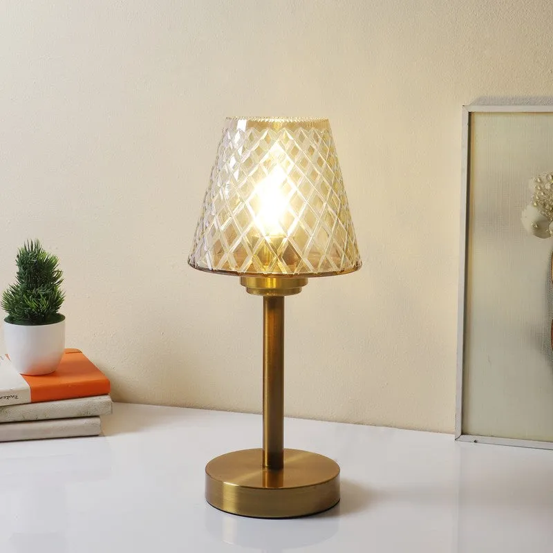 Aviora Elegant Mild Steel Table Lamp - Gold,Transparent media 1