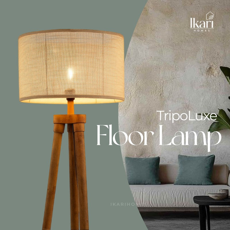 Tripod Hex Acacia Wood Floor Lamp media 5