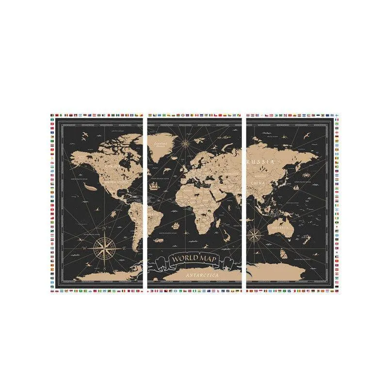Vintage World Map Wall Art - Set Of Three media 3