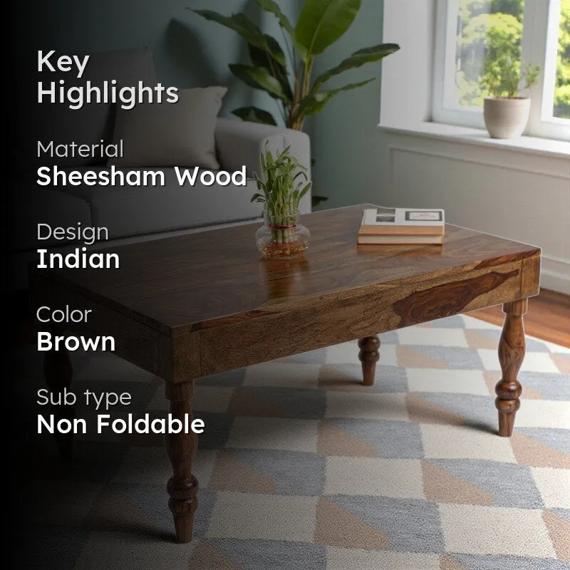 Zynex Sheesham Wooden Center Table - Dark Brown media 2
