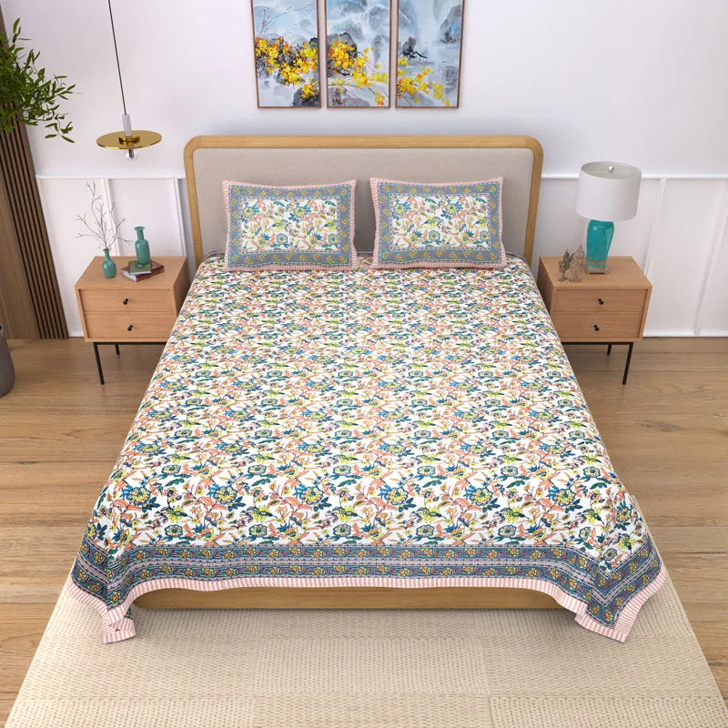 Bahaara Jaipuri Cotton Bedsheet (Pink) - 144 TC media 4