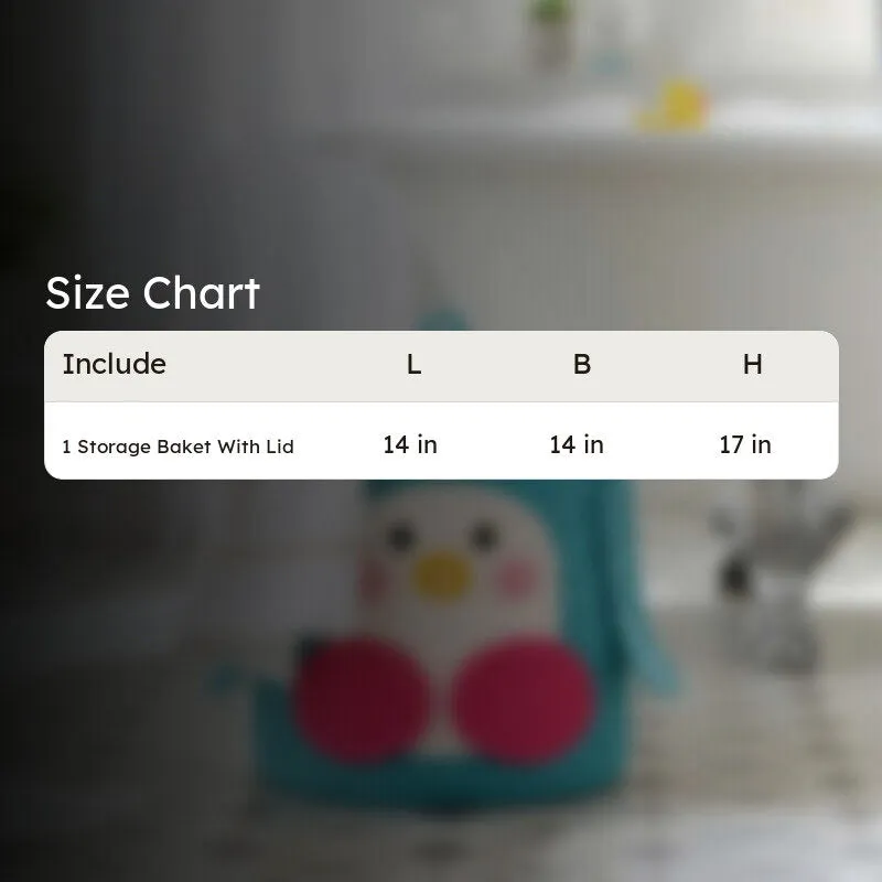 Size chart graphic for the storage basket