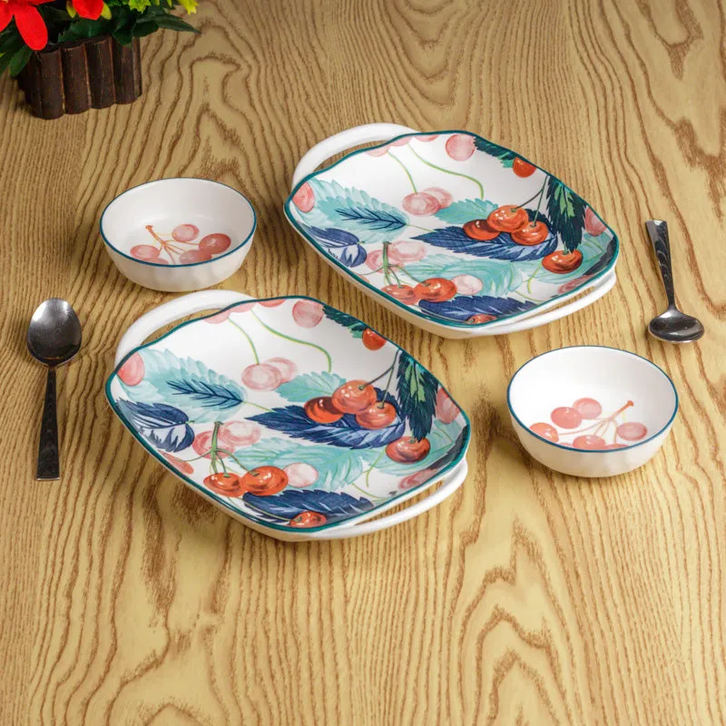 Rose Petal Porcelain Platter - Four Piece Set media 1