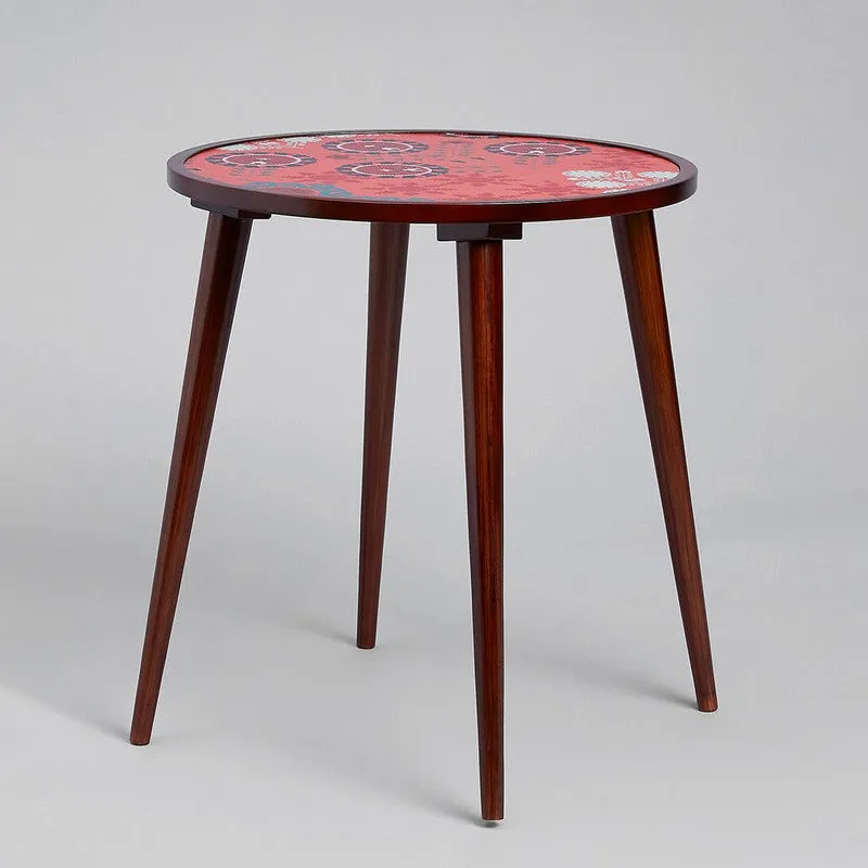 India Circus Wood Rosettes Round Side Table media 4