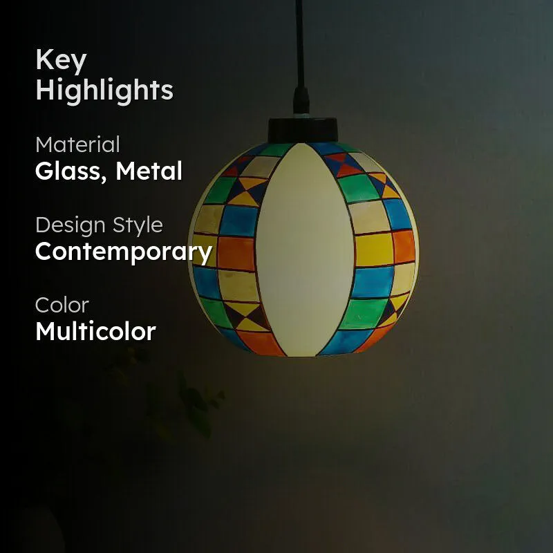 Metra Muse Moon Hand Painted Glass Ceiling Lamp media 2
