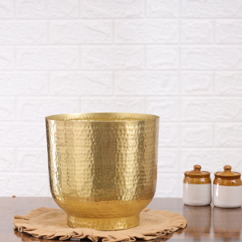 Edo Hammered Golden Planter - Gold media 3