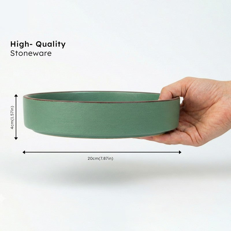 Whimsi Ceramic Salad Bowl (600 mL Each,Green) - Set Of Two media 7