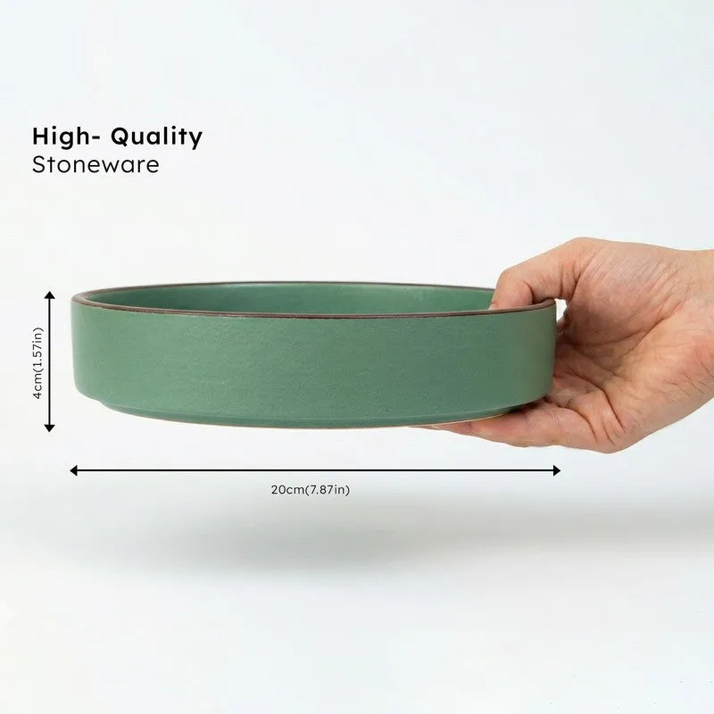 Whimsi Ceramic Salad Bowl (600 mL Each,Green) - Set Of Two media 7